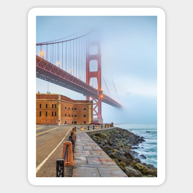 Golden Gate and Fort Point Sticker by jforno